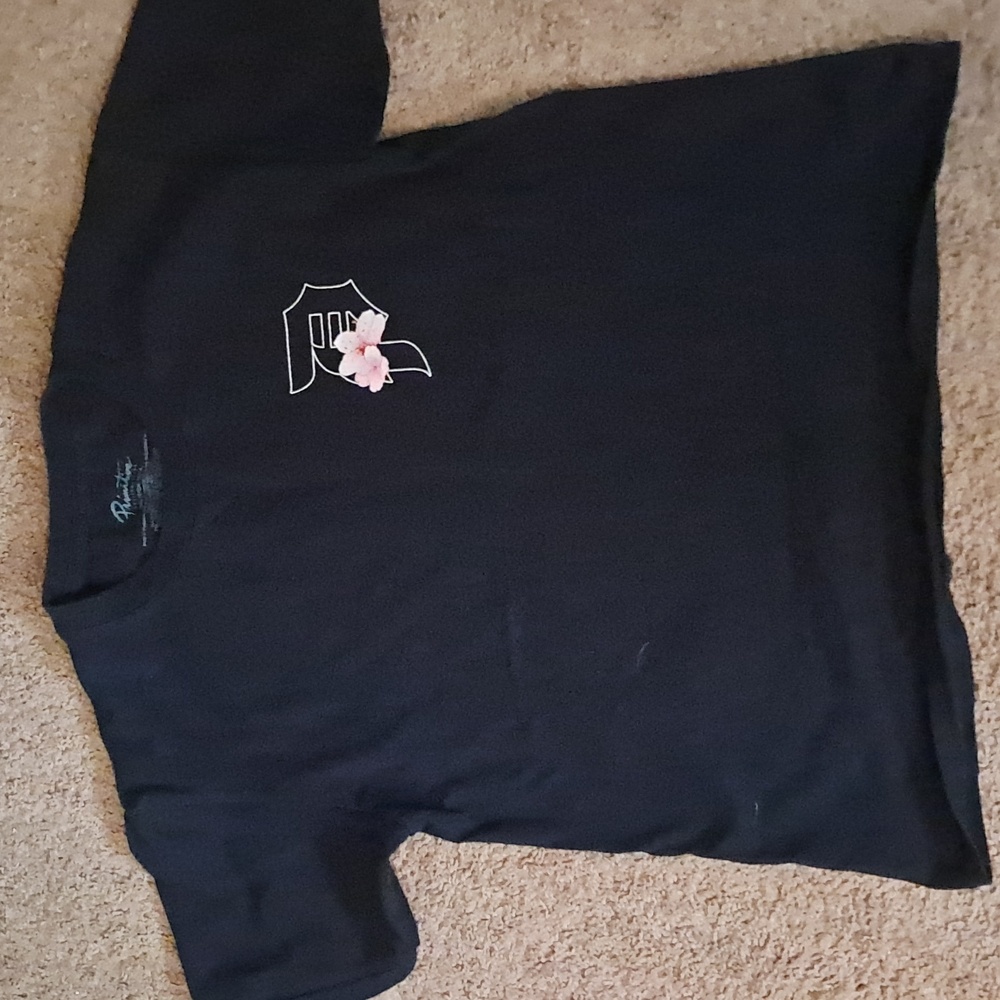 Primitive Black Tee with Pink Cherry Blossom Graphic